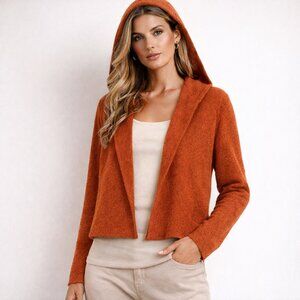 Eileen Fisher Rust Colored Cropped Cardigan Size Small 100% Cotton